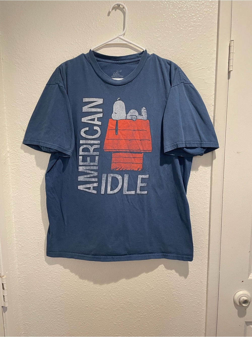 Peanuts Snoopy American Idle Blue Graphic T-Shirt Mens L